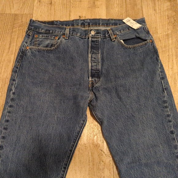 NWD Levi 501 Mens 38x32 Navy Blue Jeans $79 Straight Regular Medium Wash - Picture 9 of 12